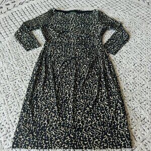 Lauren Ralph Lauren Women's 6P Dress Black‎ & Beige Abstract Pattern Polyester